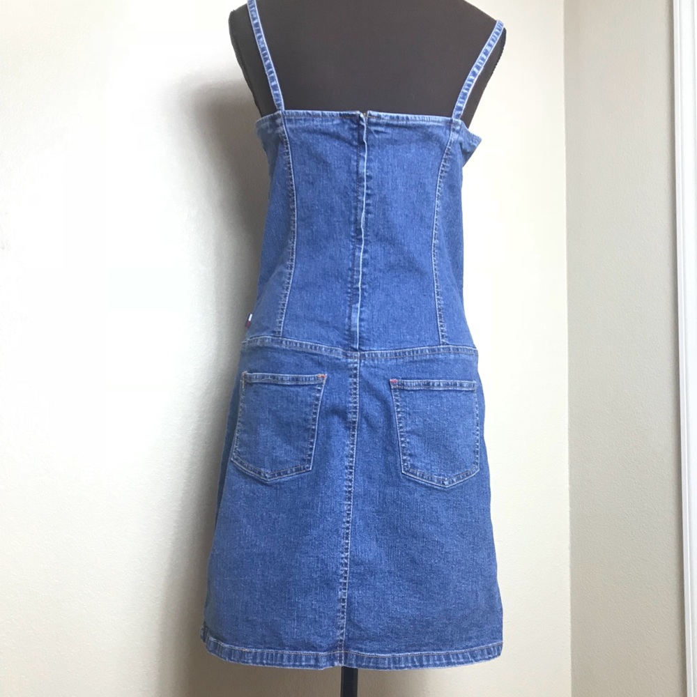 tommy hilfiger denim dress vintage Vintage Y2K Tommy Hilfiger Sleeveless Denim Dress Womens Size M Blue Jean Pockets